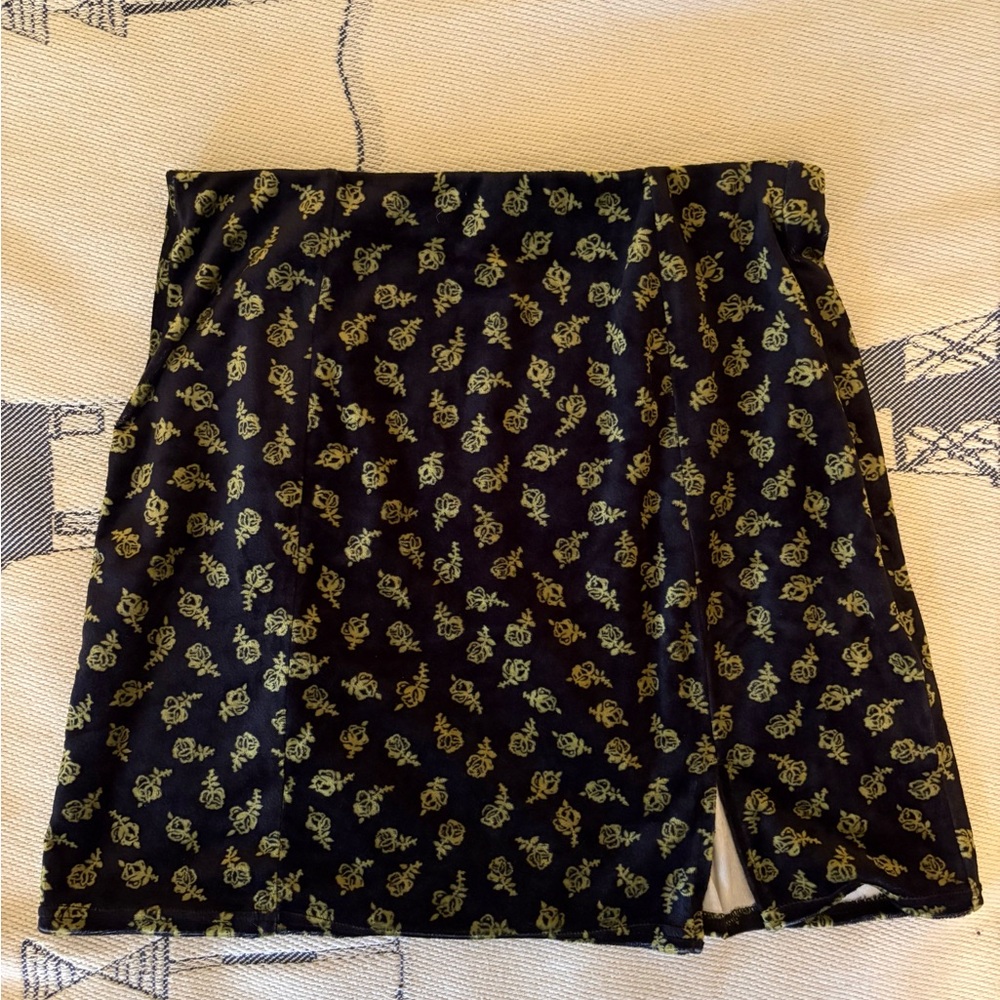 Black and Green Floral Skirt